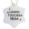thumbnail image 1 of 3drose, German Pinscher Dog Mom - Doggie by Breed - Brown Muddy Paw Prints Doggy Lover Proud Pet Owner Mama, 3 inch Snowflake Porcelain Ornament, 1 of 7