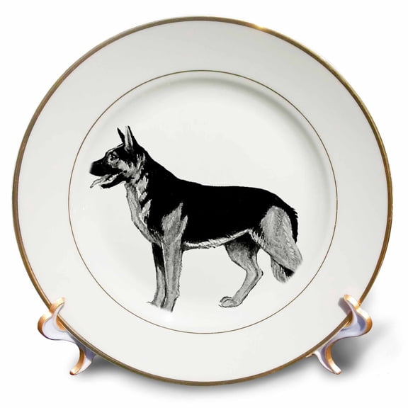 3dRose, German Shepard Dog, 8 inch Porcelain Plate