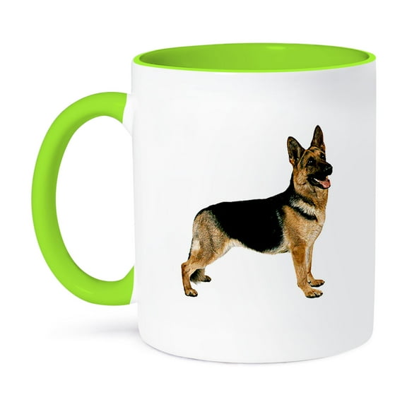 3dRose, German Shepherd, 11oz Two-Tone Green Mug