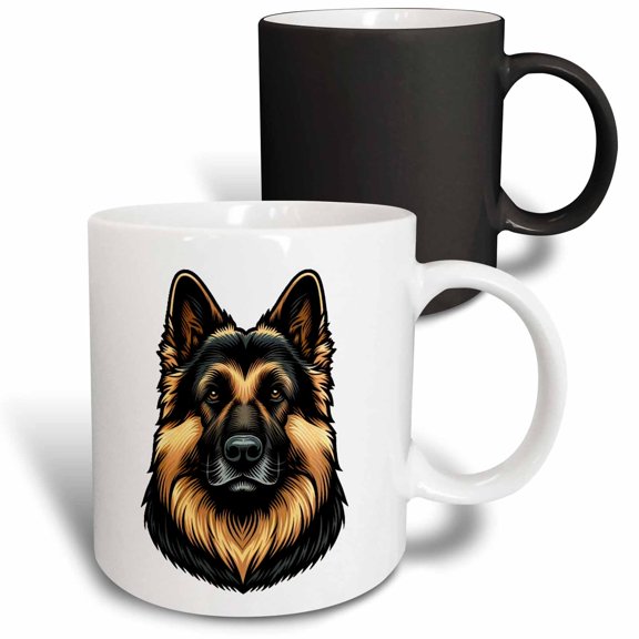 3drose, German Shepherd Dog Portrait, 11oz Magic Transforming Mug