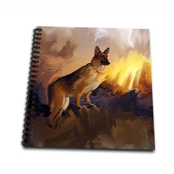3dRose, German Shepherd, Drawing Book 8 x 8 inch