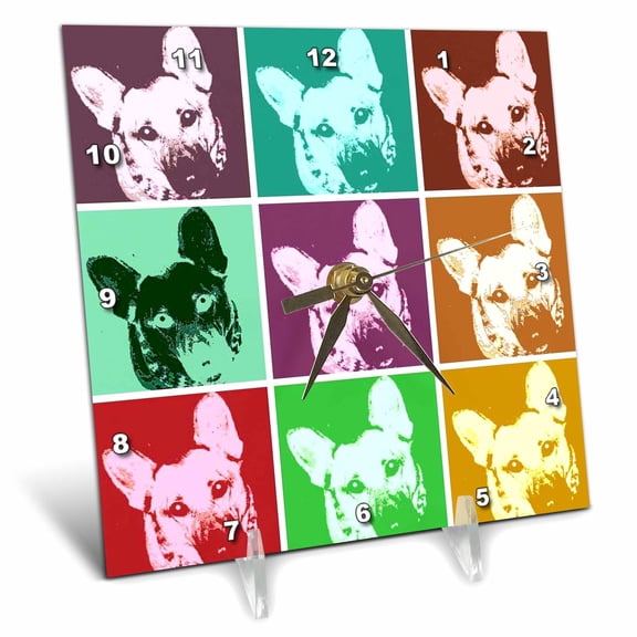 3dRose, German Shepherd Pop Art 3, 6x6 Desk Clock