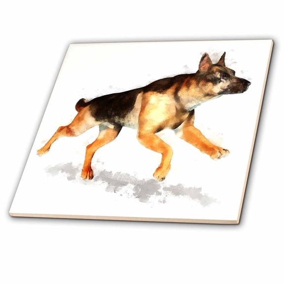 3dRose, German Shepherd Running, 4 Inch Ceramic Tile