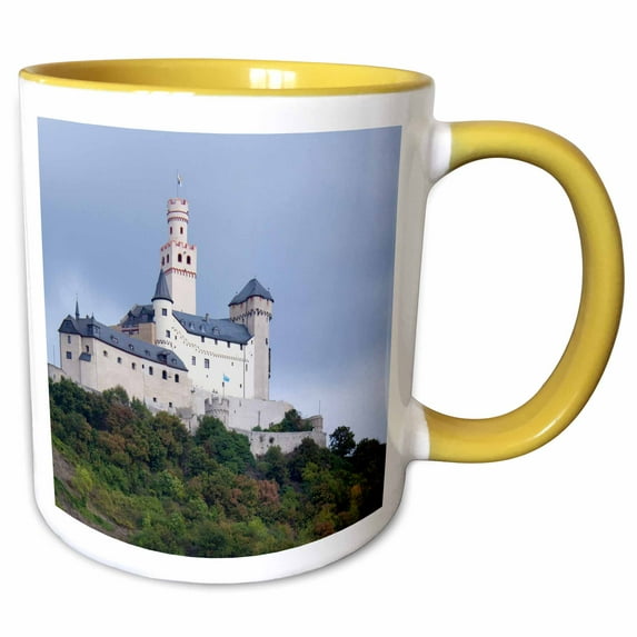 3drose, Germany, Rhine, Braubach, Marksburg Castle - Eu10 Cmi0963 - Cindy Miller Hopkins, 11oz Two-tone Yellow Mug