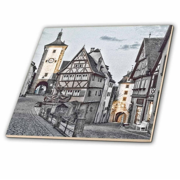 3dRose, Germany, Rothenberg ob der Tauber, Ploenlein Triangular Place, 6 Inch Ceramic Tile