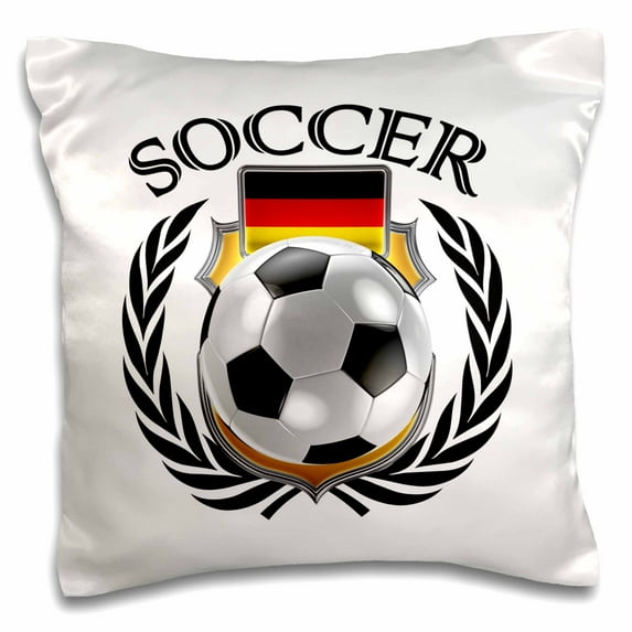 3dRose, Germany Soccer Ball with Fan Crest, 16x16 inch Pillow Case