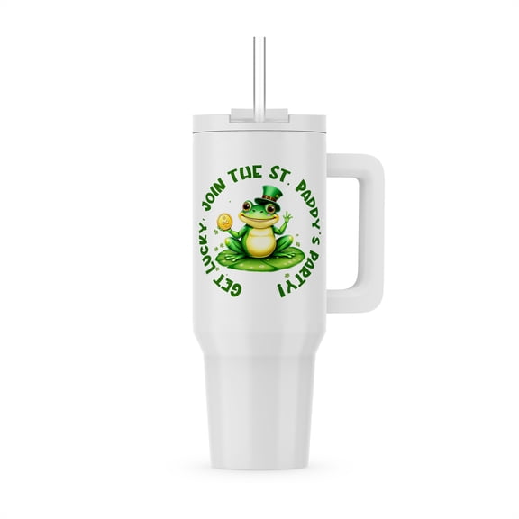 3dRose, Get lucky, join the St. Paddys party and a cool frog funny gift, 30oz Tumbler