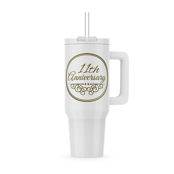 Gift For 11Th Anniversary - Gold Text For Celebrating Wedding Anniversaries 11 - Eleven Years Together, 40oz Tumbler