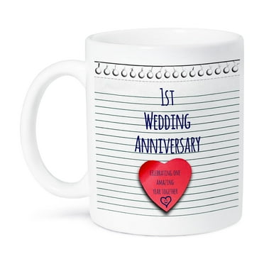 3dRose, Gift For 1st Wedding Anniversary - Paper Celebrating 1 Year Together - First Anniversaries - One Year, 11oz Mug