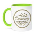 thumbnail image 1 of 3dRose, Gift For 46th Anniversary - Gold Text For Celebrating Wedding Anniversaries - 46 Years Married Together, 11oz Two-Tone Green Mug, 1 of 3