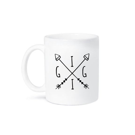 3dRose, Gigi crossed arrows black tribal boho Grandma nickname cross text, 15oz Mug