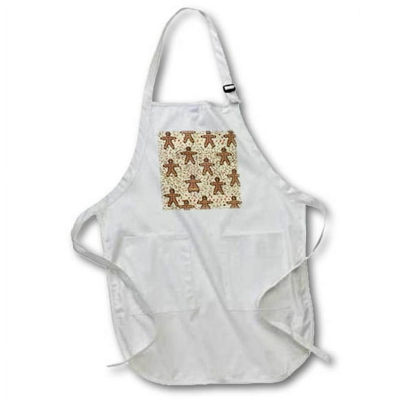 3dRose, Gingerbread Man Cookies, BLACK Full Length Apron with Pockets 22w x 30l
