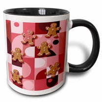 3drose, Gingerbread Man Retro Christmas Cookie Holiday Baking, 11oz Two-tone Black Mug
