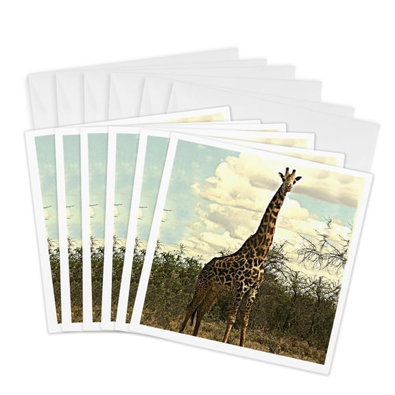 3drose, Giraffe, 6 Greeting Cards with Envelopes