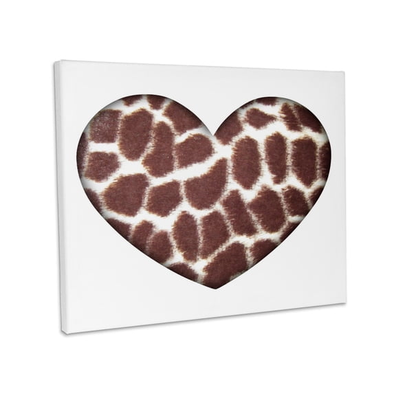 3dRose, Giraffe Print Heart- Animals- Nature- Art, Museum Grade Canvas Wrap 20x16