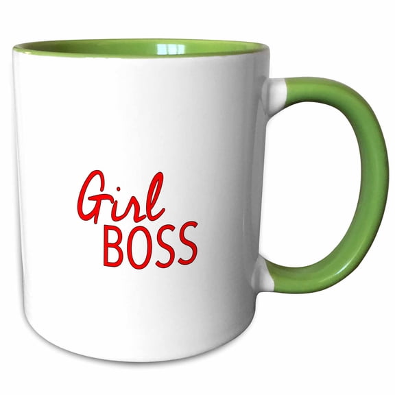3drose, Girl Boss Red, 11oz Two-tone Green Mug