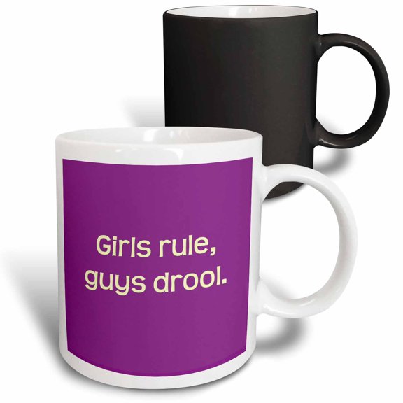3drose, Girls Rule, Guys Drool, 11oz Magic Transforming Mug