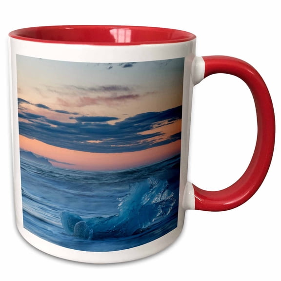 3drose, Glacial Ice in Surf Along Diamond Beach, Kalfafellsstadur, Iceland., 11oz Two-tone Red Mug