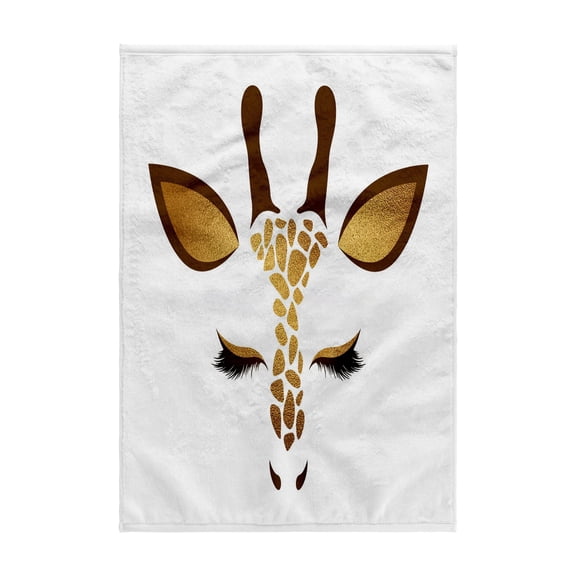 3dRose, Glam Faux Gold Digitally Printed Foil Giraffe Face Illustration, 15x22 Hand Towel