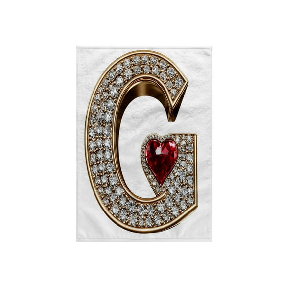 3dRose, Glam Image Of Diamonds Red Heart Monogram Initial G, 15x22 Hand Towel