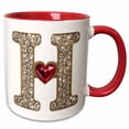 thumbnail image 1 of 3drose, Glam Image of Diamonds Red Heart Monogram Initial H, 11oz Two-tone Red Mug, 1 of 6