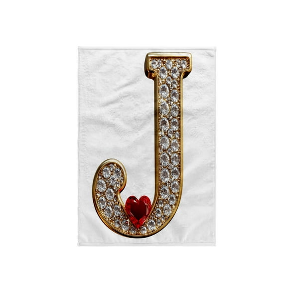 3dRose, Glam Image Of Diamonds Red Heart Monogram Initial J, 15x22 Hand Towel