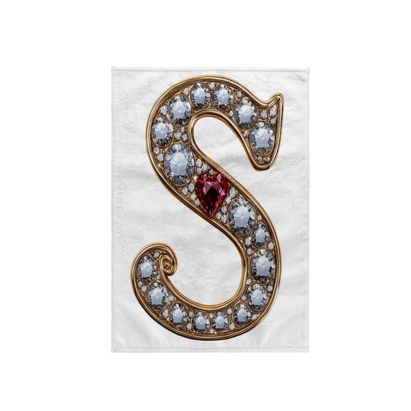 3dRose, Glam Image Of Diamonds Red Heart Monogram Initial S, 15x22 Hand Towel