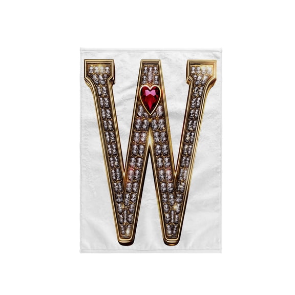 3dRose, Glam Image Of Diamonds Red Heart Monogram Initial W, 15x22 Hand Towel
