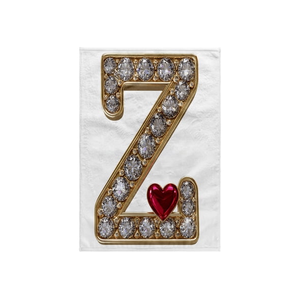 3dRose, Glam Image Of Diamonds Red Heart Monogram Initial Z, 15x22 Hand Towel