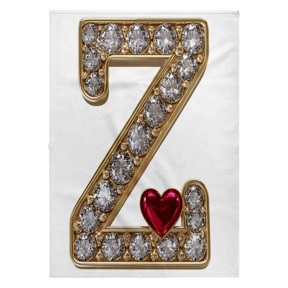 3dRose, Glam Image Of Diamonds Red Heart Monogram Initial Z, 22x30 Bath Hand Pool Towel