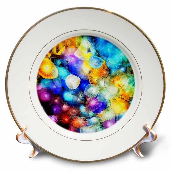 3dRose, Glass Mushrooms, 8 inch Porcelain Plate