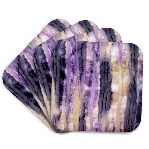 3drose, Glazed Tye Dye Purples, Set of 4 Coasters - Soft