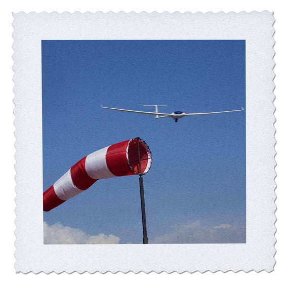 3dRose, Glider, Wind Sock, Aviation, Airport, Santiago, Chile - SA05 DWA0059 - David Wall, 6x6 inch quilt square