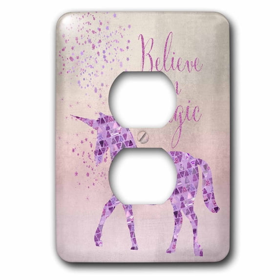 3dRose, Glittering Unicorn And Test Believe In Magic, 2 plug outlet cover