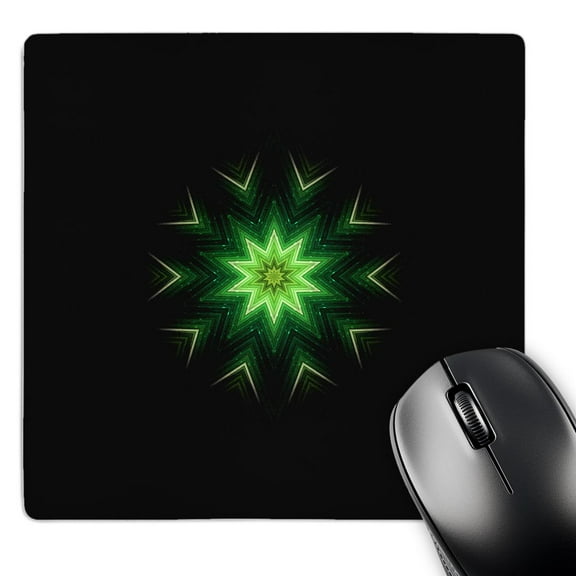 3dRose, Glow Psychodelic Light Green Star Mandala, MousePad