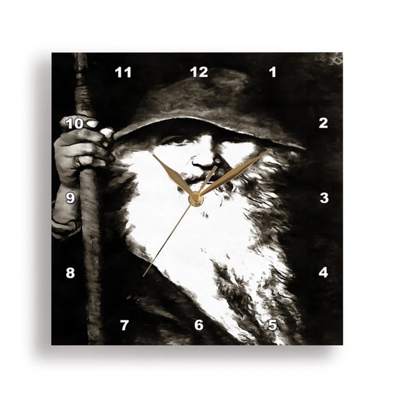 3dRose, God Odin Scandinavian Deity In Black and White, 15x15 Wall Clock