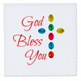 thumbnail image 1 of 3dRose, God bless you text and cross of colorful Easter eggs on white, 10x10 inch quilt square, 1 of 1