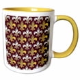 thumbnail image 1 of 3drose, Gold and Silver Colored Fleur De Lis Pattern Crimson Red Background, 11oz Two-tone Yellow Mug, 1 of 6