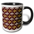 thumbnail image 1 of 3drose, Gold and Silver Colored Fleur De Lis Pattern Crimson Red Background, 15oz Two-tone Black Mug, 1 of 6