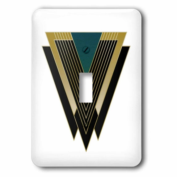 3dRose, Gold, Black, and Blue Green Art Deco Triangle Design, single toggle switch