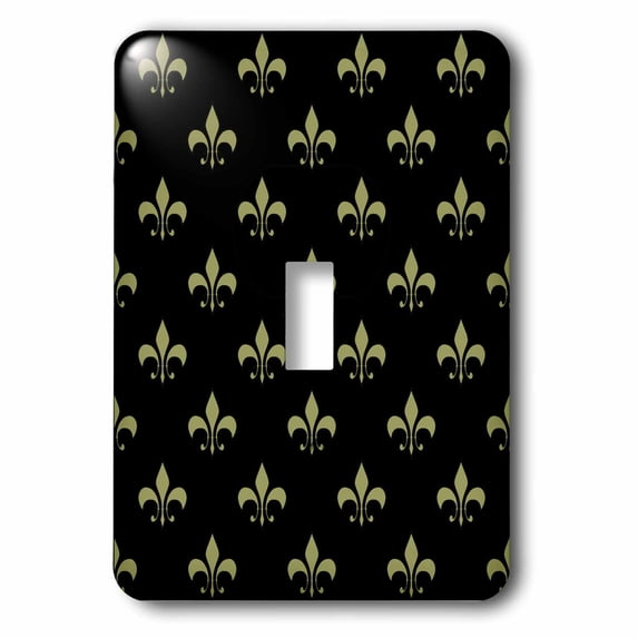 3dRose, Gold Fleur de lis on a black background Christian Saints symbol, single toggle switch