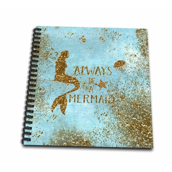 3dRose, Gold Glittery Mermaid Quote on Sparkling Teal, Mini Notepad 4 x 4 inch