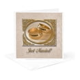 thumbnail image 1 of 3dRose, Gold Rings Just Married, 1 Greeting Card with envelope, 1 of 6