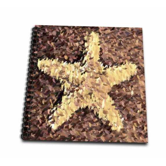 3dRose, Gold Starfish- Nature- Ocean Art- Beach Art, Drawing Book 8 x 8 inch