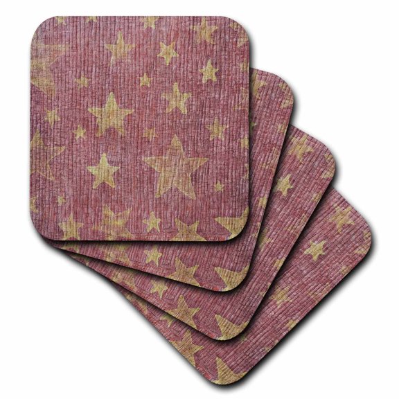3dRose, Gold Stars, set of 8 Coasters - Soft