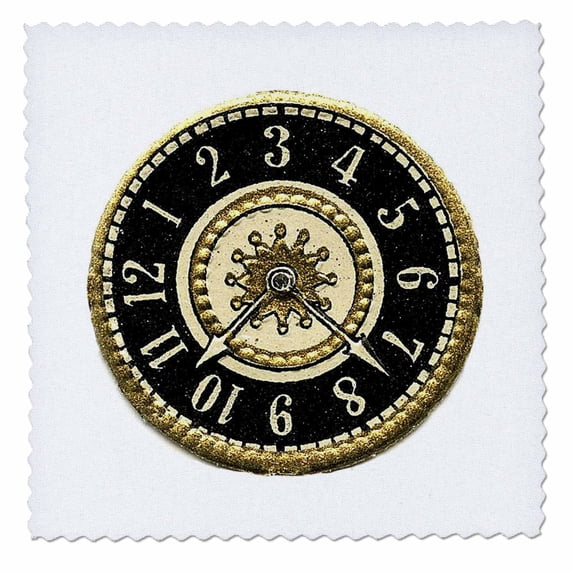 3dRose, Gold and Black Clock, 8x8 inch quilt square