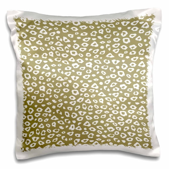 3dRose, Gold and White Leopard Print, 16x16 inch Pillow Case
