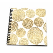 3dRose, Gold and White Mums Flowers Pattern, Drawing Book 8 x 8 inch