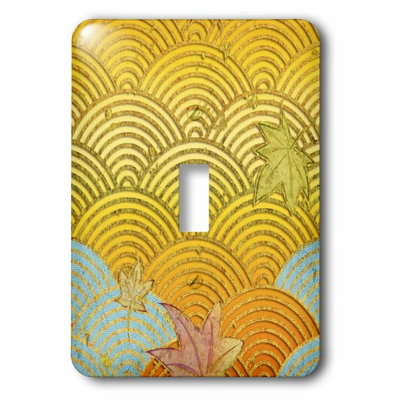 3dRose, Gold waves and autumn leaves in japanese style, single toggle switch
