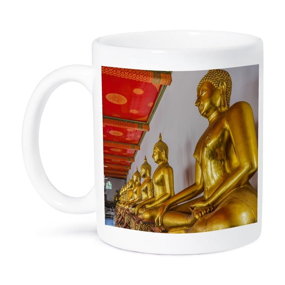 3dRose, Golden Buddhas, Wat Pho Temple, Bangkok, Thailand. Built in 1600s., 15oz Mug